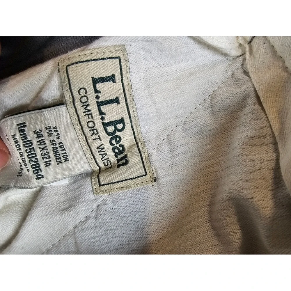 LL Bean Mens Grey Corduroy Pants Straight Leg Wide Wale Cotton Trousers 32x31